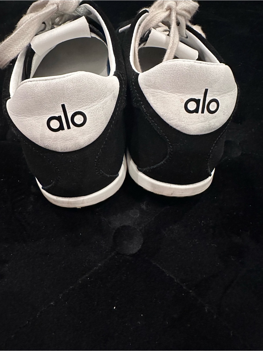 ALO Yoga Black and White Kids Sneakers with Branded Heel